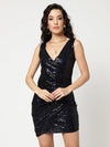 Blingy Overlap Style Sequin Dress