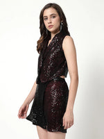 Sequin Waistcoat Top With Skorts Set