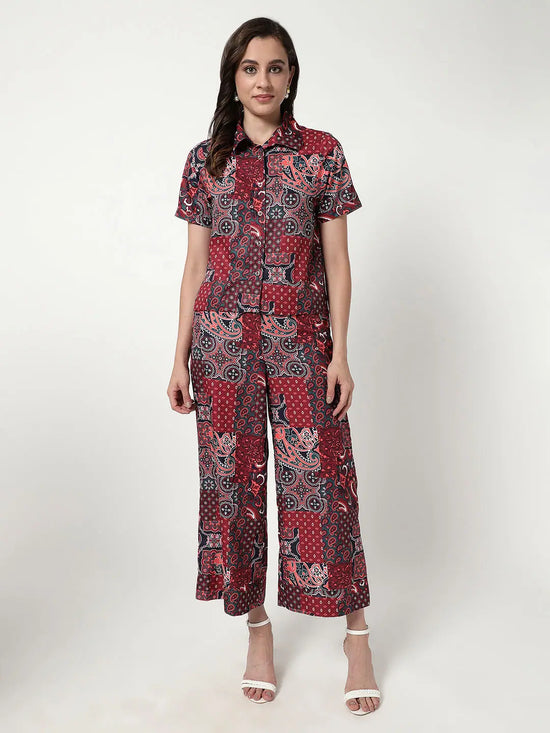 Multicolor Abstract Digital Printed Shirt Top With Pant Set