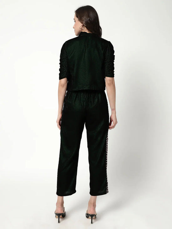 Velvet Tie-Up Top With Matching Pant Set Having Sequin Details