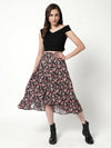 Solid Top With Floral Digital Printed Flared Skirt Set