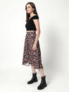 Solid Top With Floral Digital Printed Flared Skirt Set