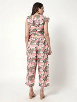 Digital Printed Hawaiian Crop Top With Matching Pants Set