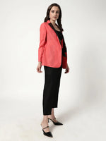 Blazer With Sequin Lapel And Contrast Pant Set