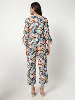 Digital Printed Pleated Top With Pant Set