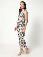 Digital Printed Sleeveless Waistcoat Top With Pant Set