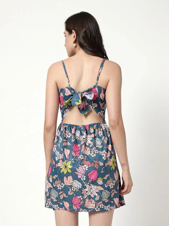 Floral Digital Printed Strappy Dress