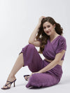 Solid Pleated Top With Matching Pant Set-ZLCO10050PRPL-XS