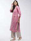 Chambray Floral Embroidered Kurta-PK4484PNK-S