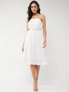 Solid Pleated Strappy Dress-ZL8291WHT-XS