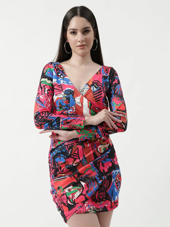 Picasso Digital Printed Overlap Dress