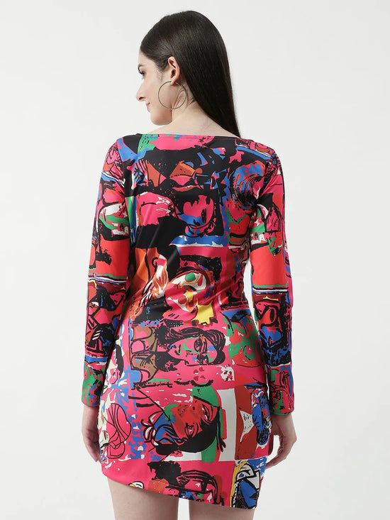 Picasso Digital Printed Overlap Dress