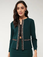 Solid Front Open Blazer With Sequin Detail-ZL7047-S