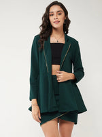 Solid Peplum Blazer With Zipper Lapel-ZL7042-S