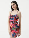 Picasso Inspired Digital Printed Short Dress With Back Tie-Up