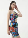 Picasso Inspired Digital Printed One-Shoulder Dress