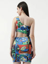 Picasso Inspired Digital Printed One-Shoulder Dress