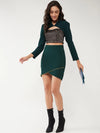 Solid Fitted Skirt With Zipper Detailing-ZLB715-XS