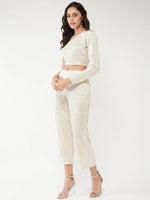 Shimmer Pleated One-Shoulder Top With Pant Set