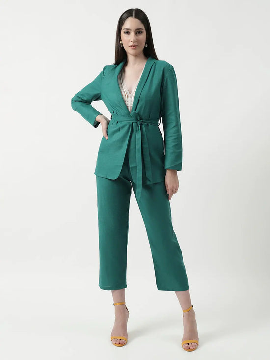 Solid Stylish Blazer With Matching Pant Set-ZLCO10063-XS