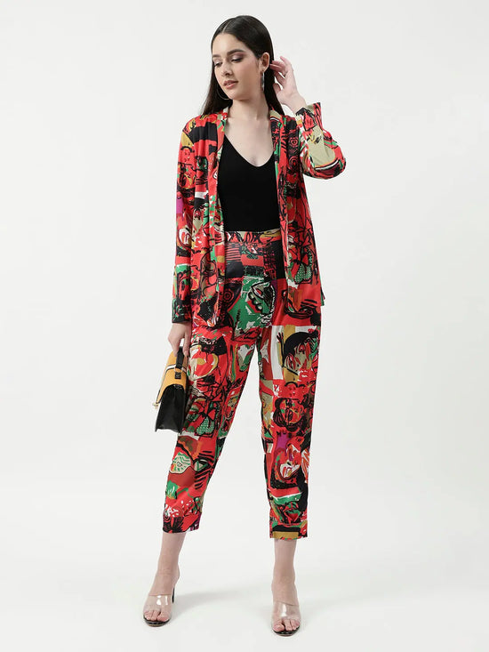 Picasso Digital Printed Blazer With Matching Pant Set