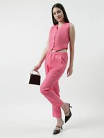 Solid Stylish Waist Coat Top With Matching Pant Set