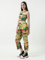 Picasso Inspired Digital Printed Stylish Crop Top With Pant Set