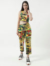 Picasso Inspired Digital Printed Stylish Crop Top With Pant Set