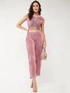 Stylish Pleated Top With Pant Set