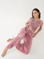 Stylish Pleated Top With Pant Set