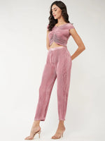 Stylish Pleated Top With Pant Set