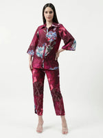 Floral Digital Printed Loungewear Shirt With Pant Set-PKC10253-S