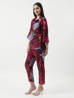 Floral Digital Printed Loungewear Shirt With Pant Set-PKC10253-S