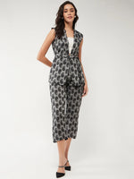 Printed Sleeveless Waistcoat Style Top With Pant Set