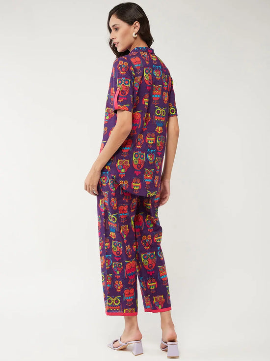 Fusion Owl Printed Lounge Pant Set