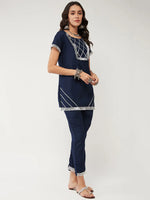 Solid Semi-Festive Short Lace Detailed Kurta With Pant Set