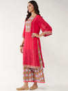 Wedding Inspired Solid Lace Kurta With Digital Printed Flared Palazzo Set