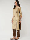 Fusion Embroidered Allover With Color-Blocking Kurta