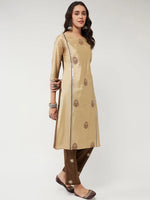 Fusion Embroidered Allover With Color-Blocking Kurta