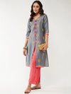 Fusion Embroidered Round Allover Buti Kurta