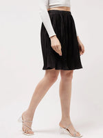 Solid Pleated Skirt-ZLB714BLCK-XS