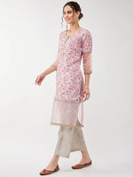 Festive Pastel Floral Lace Detailed Kurta