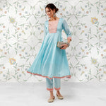 Festive Pastel Lace Detailed Flared Kurta