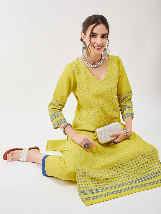 Casual Printed Kurta With Straight Pant Set