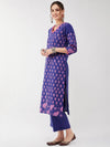 Casual Printed Kurta Having Pom-Pom Lace Details With Matching Pant Set