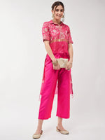 Festive Jacquard High-Low Top With Matching Pant Set