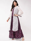 Mughal Printed Top With Skirt And Embroidered Shrug-PKC10074PNK-S