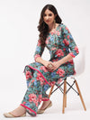 Big Floral Digital Printed Kurta With Palazzo Set