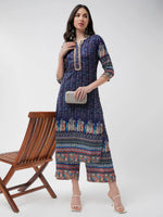 Digital Placement Printed Kurta With Lace Details And Matching Pant Set