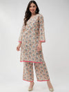 Digital Allover Printed Kurta With Lace At Yoke And Matching Pant Set